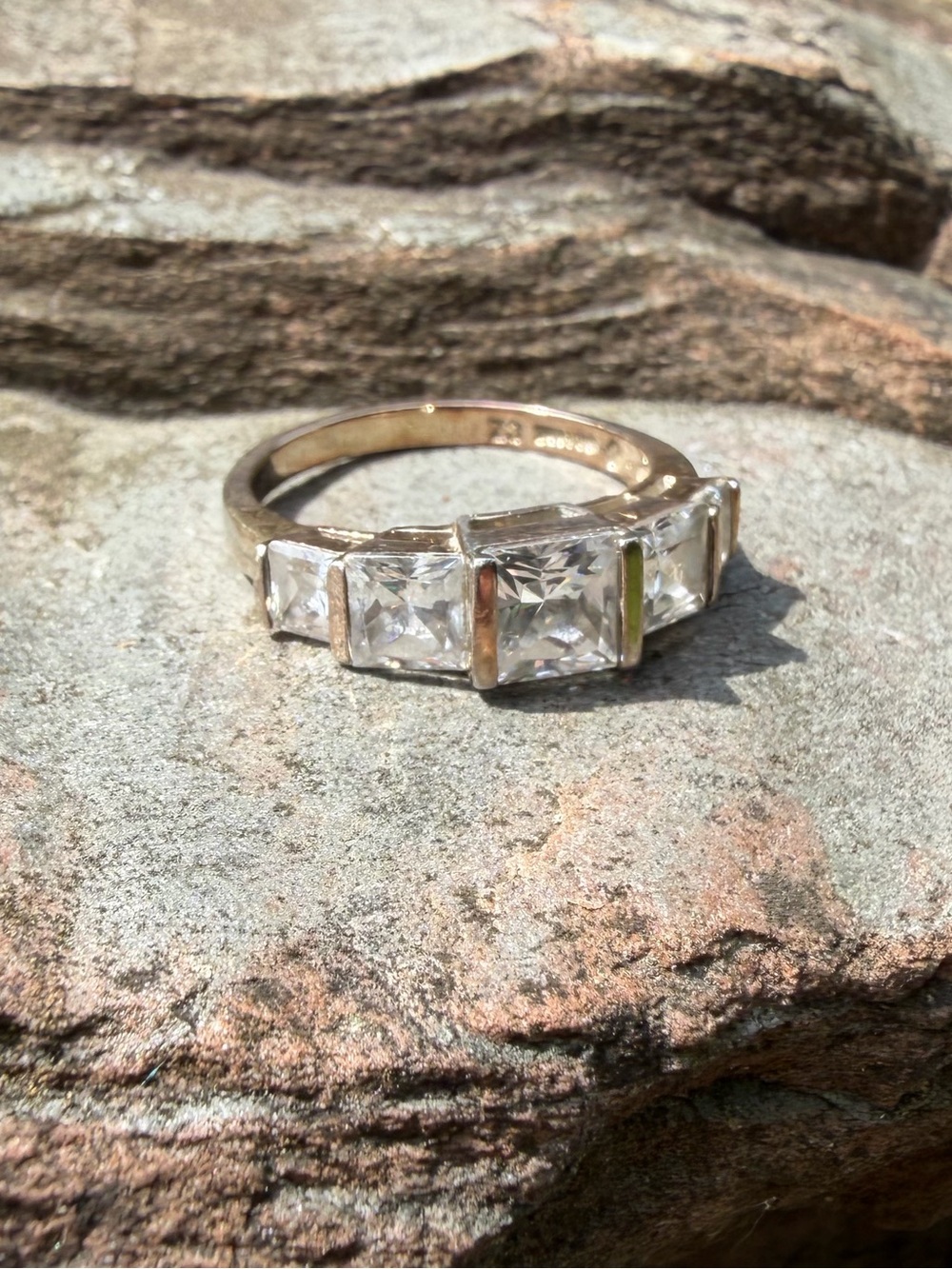 Sterling Gold Classic Square Cut CZ Ring